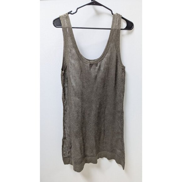 Nine West Woman Dark Grey Metallic Sheer Knit Coverup Dress - Picture 2 of 2